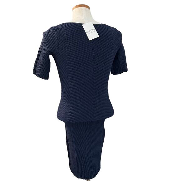 NWT Tees By Tina One Size Seamless Bodycon Dress Stretch Navy Slimming O/S - Picture 8 of 9